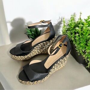 Stuart Weitzman Nudist Curve Espadrille Black leather Size 8